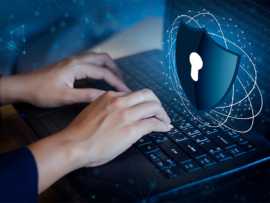 Shield key lock icon for cybersecurity system.