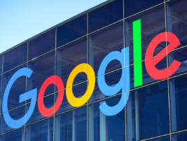 The Google Logo on a building in the company's main campus, the Googleplex.